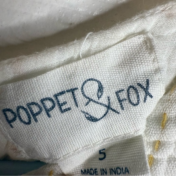 Poppet & Fox Cream 100% Cotton Dress with Fringe Sleeves Girls Size 5 GUC - Picture 5 of 6